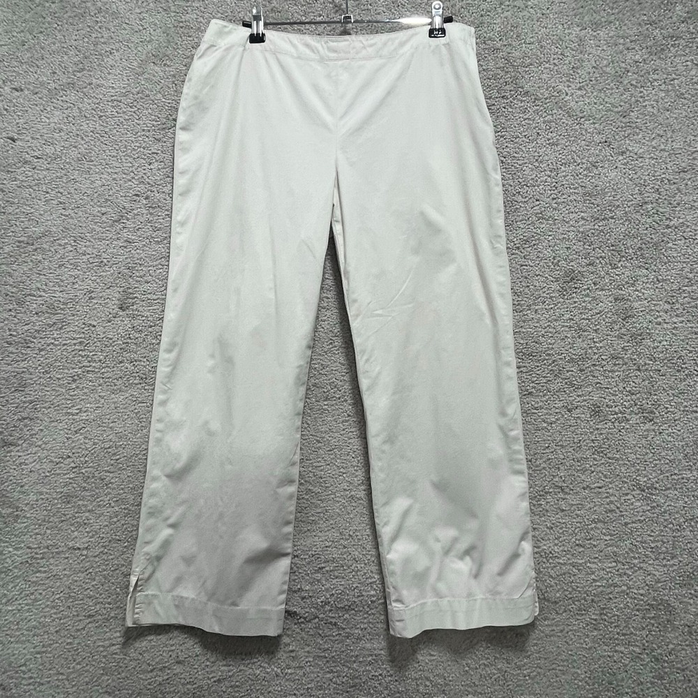 J. Crew Pants Women's 8 White Side Zip Wide Straight Leg Tapered Ankle‎ Cotton